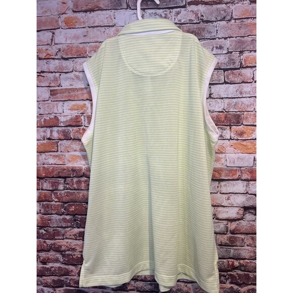 Kate lord Performance green striped top Sleeveless Blouse Women’s Size Large - Picture 5 of 5